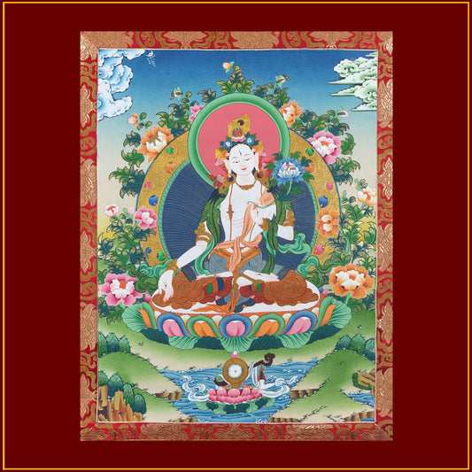 White Tara Thangka 28 in x 52 in
