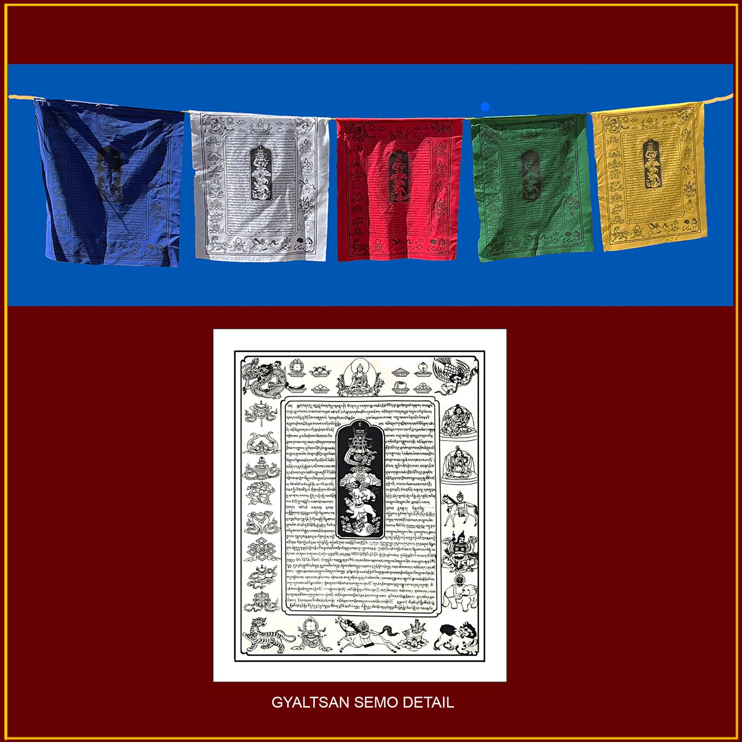 Gyaltsan Semo Victory Banners - Set of 5 on rope.