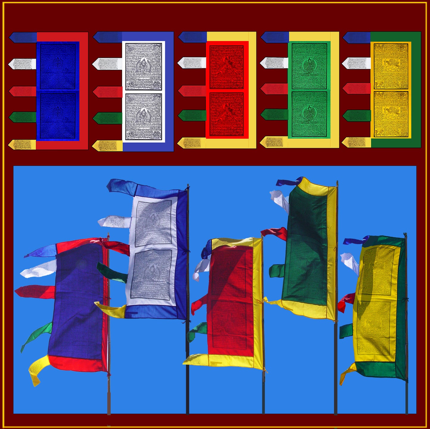 3.5 foot - Set of 5 Prayer Flags